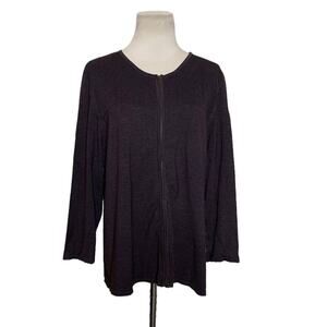 Style & Co Collection brown silk zipper knit jacket size XL